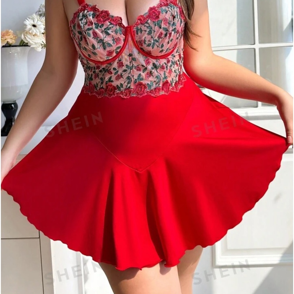 Plus size Red floral SHEIN dress
